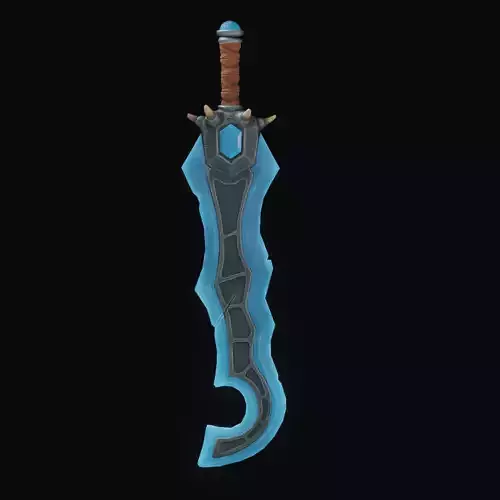 Stylized Crystal Sword with Oni bones PBR low-poly
