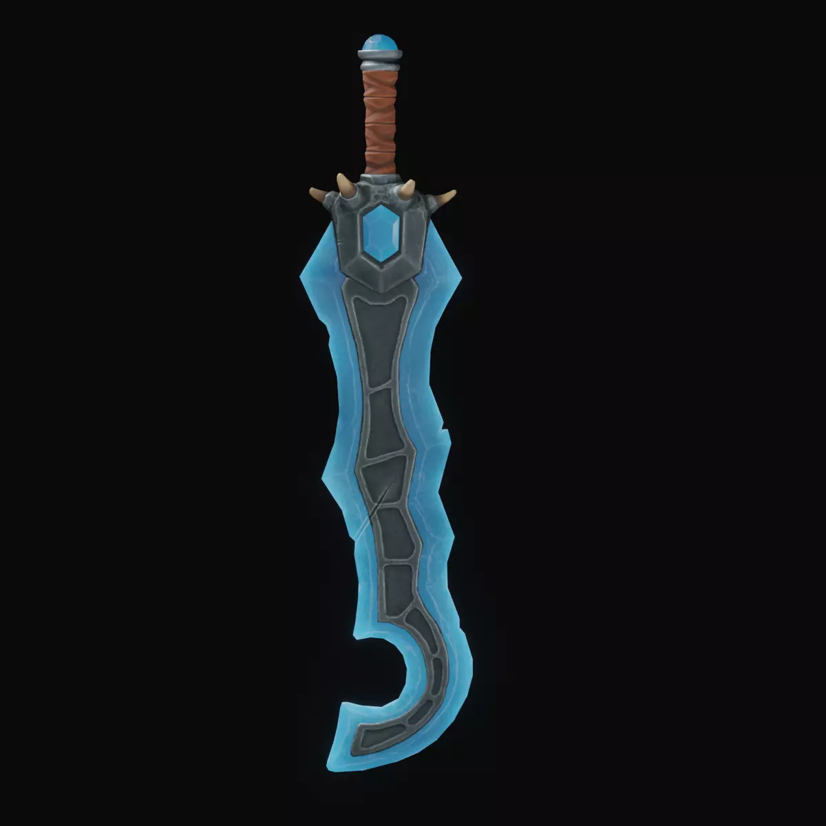 Stylized Crystal Sword with Oni bones PBR low-poly Low-poly 3D model_0
