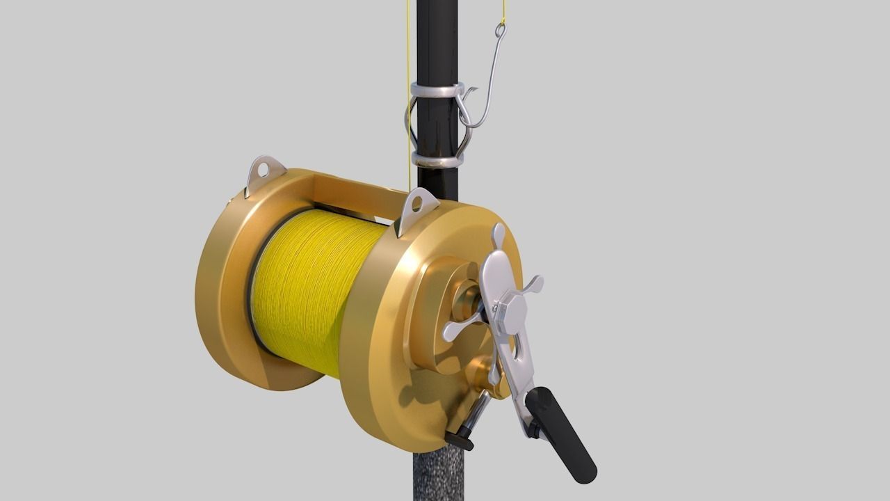 Shimano Fishing Rod and Reel Low-poly 3D model_1
