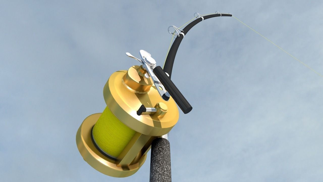 Shimano Fishing Rod and Reel Low-poly 3D model_13