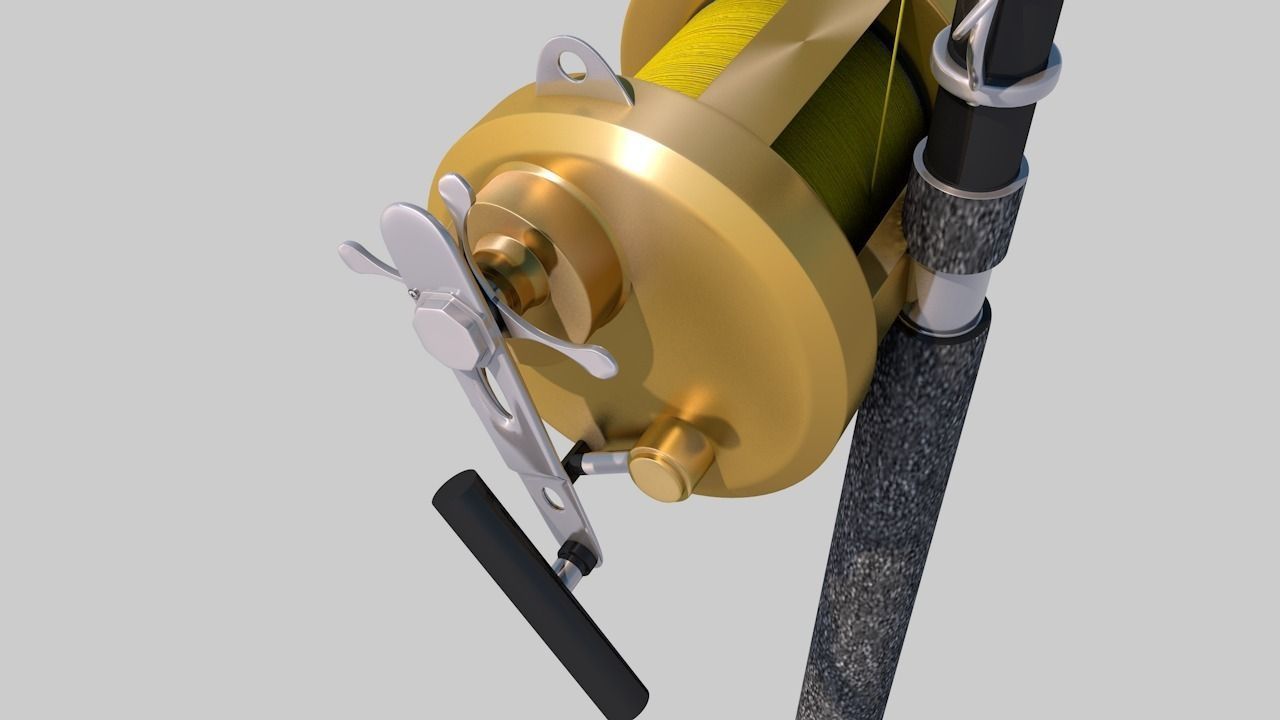 Shimano Fishing Rod and Reel Low-poly 3D model_7