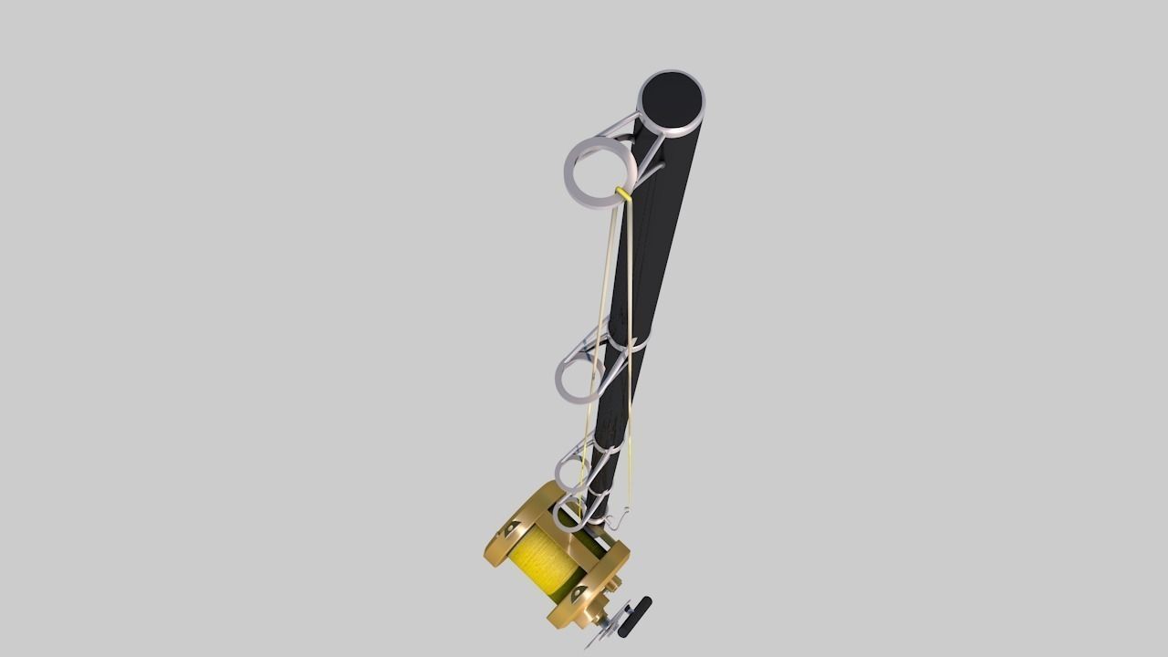 Shimano Fishing Rod and Reel Low-poly 3D model_8