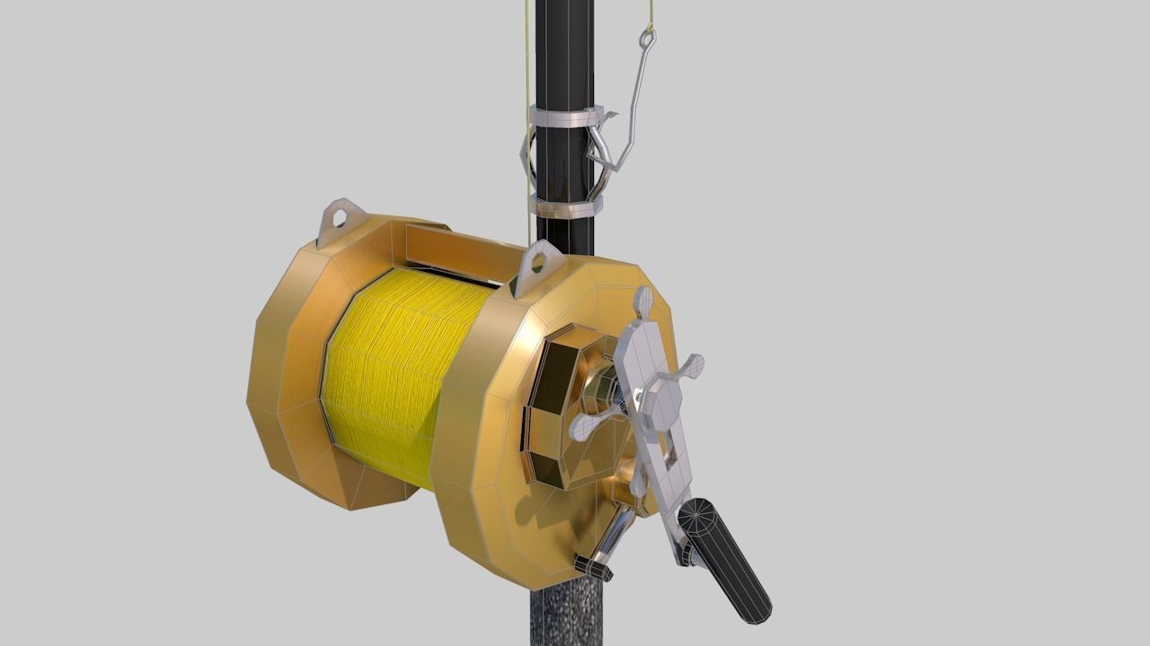 Shimano Fishing Rod and Reel Low-poly 3D model_3