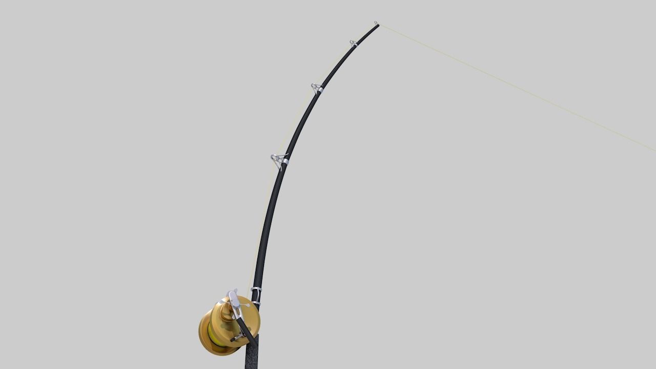 Shimano Fishing Rod and Reel Low-poly 3D model_10