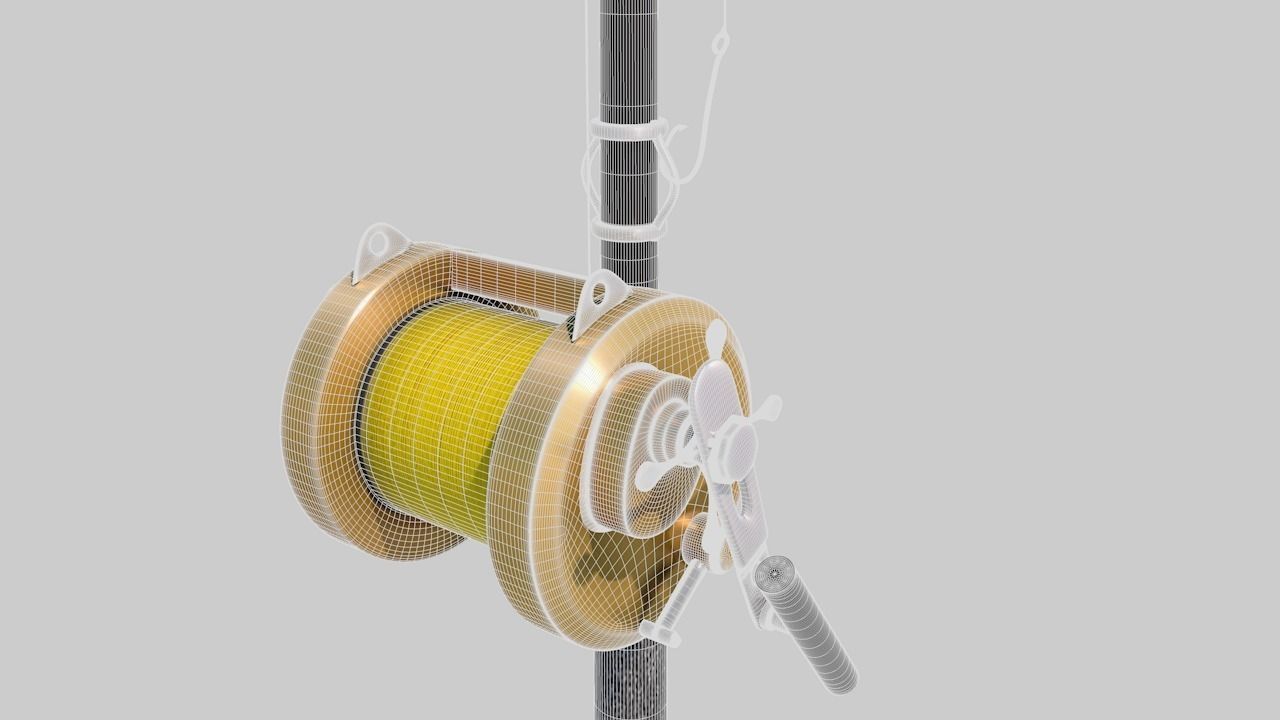 Shimano Fishing Rod and Reel Low-poly 3D model_2