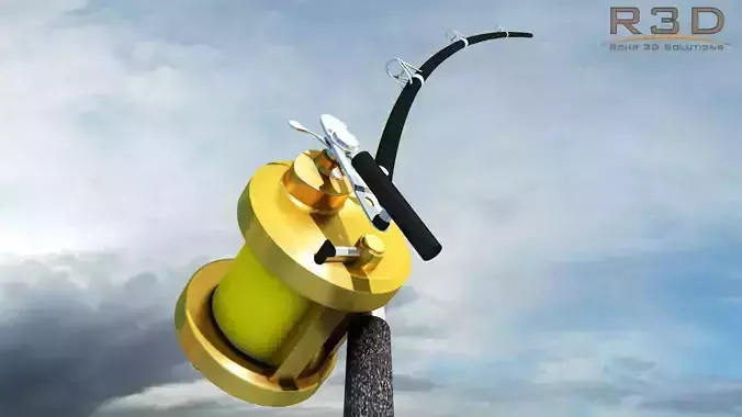 Shimano Fishing Rod and Reel Low-poly 3D model