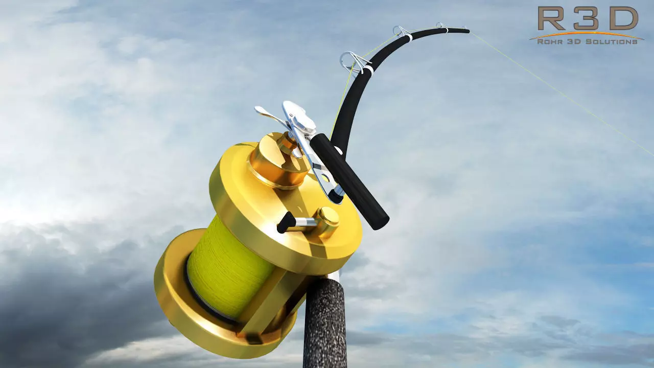Shimano Fishing Rod and Reel Low-poly 3D model_0