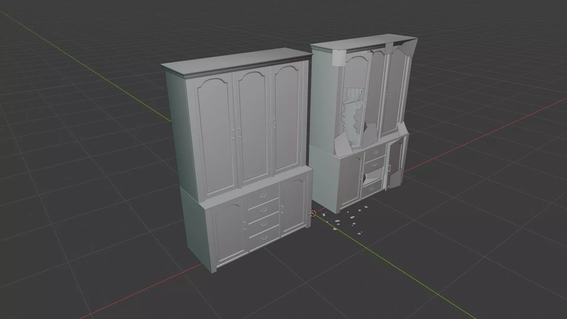 Old Hutch - New and Damaged Low-poly 3D model_16