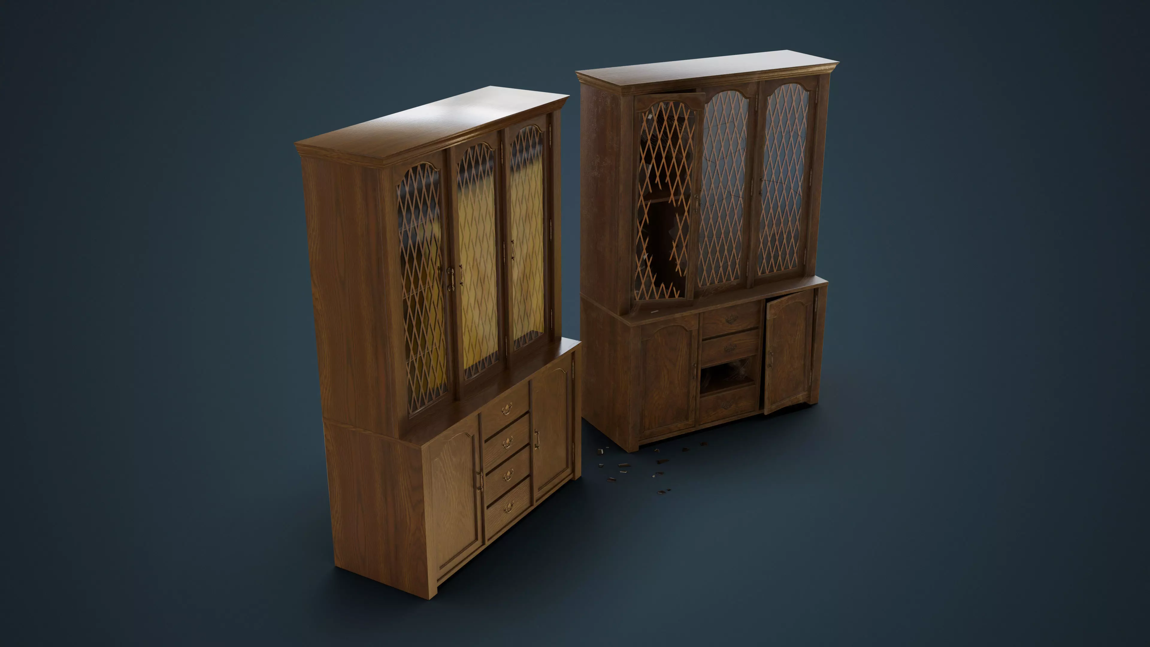 Old Hutch - New and Damaged Low-poly 3D model_0