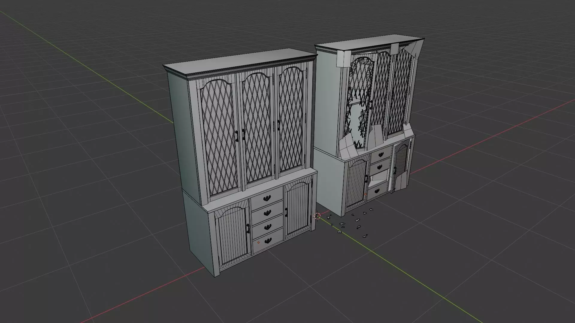Old Hutch - New and Damaged Low-poly 3D model_15