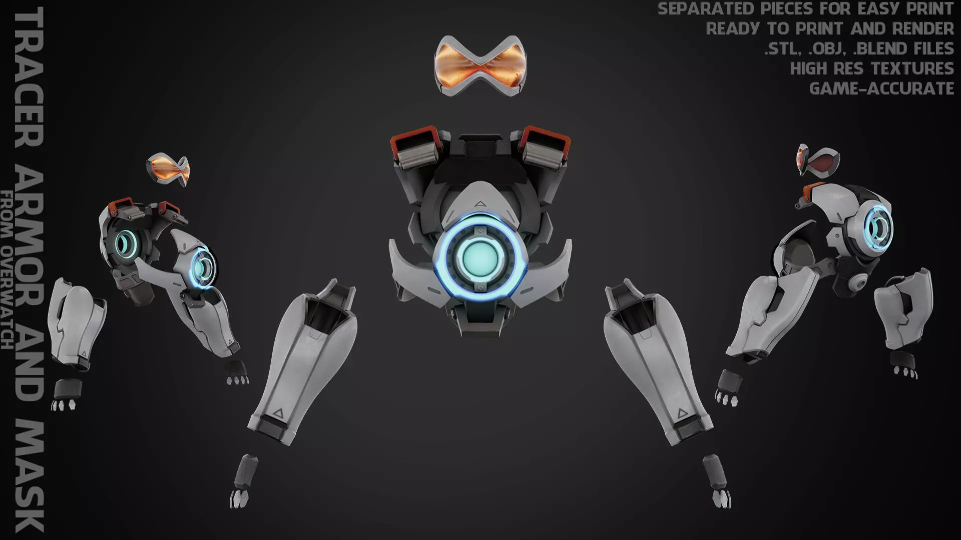 Overwatch Tracer Amor and Mask for Cosplay 3D print model_0