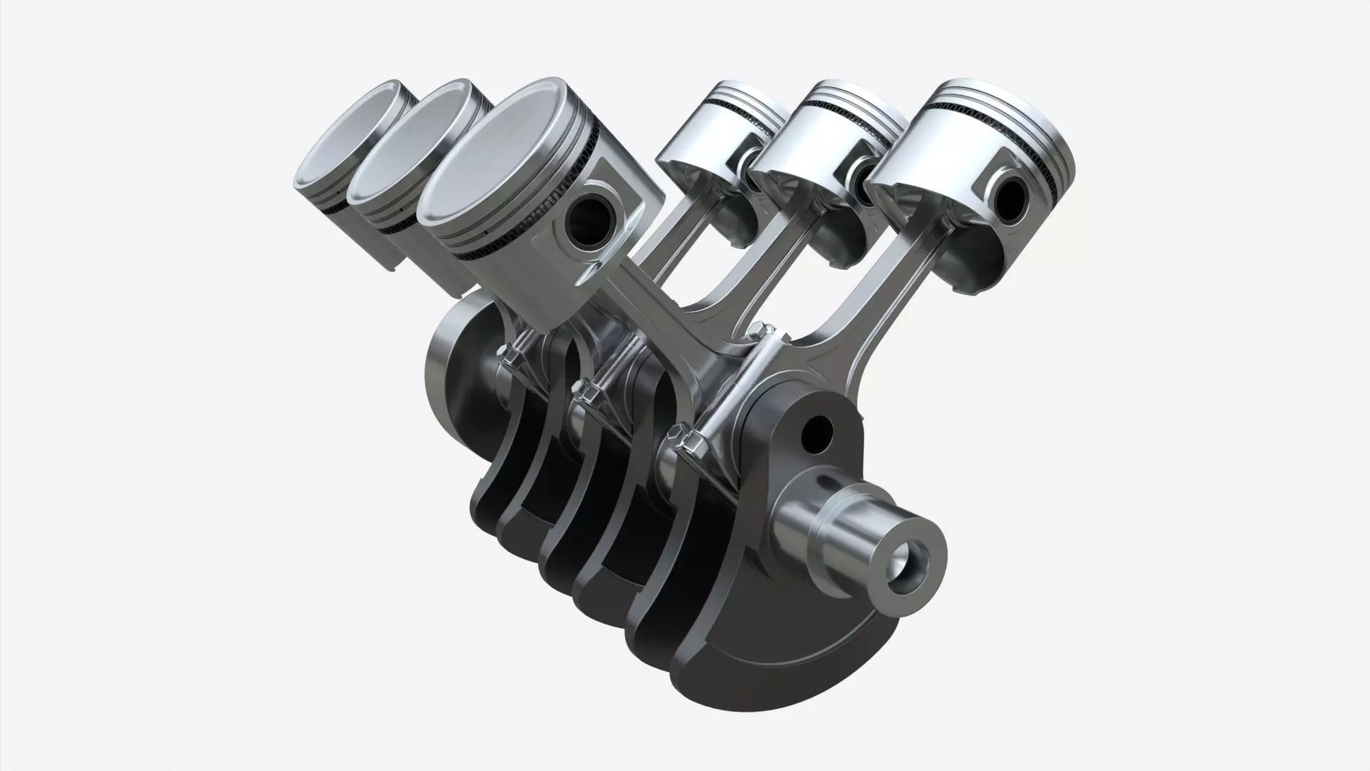 Engine crankshaft and pistons 3D model