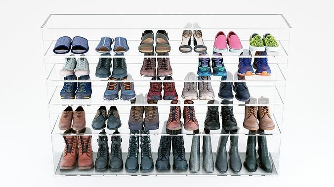 29 pairs of womans and mans shoes boots sneakers sandals  3D model