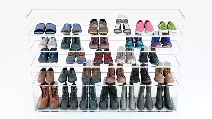 29 pairs of womans and mans shoes boots sneakers sandals  3D model