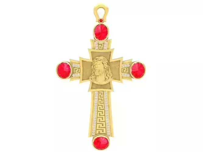 oval ruby jesus pendant 3667