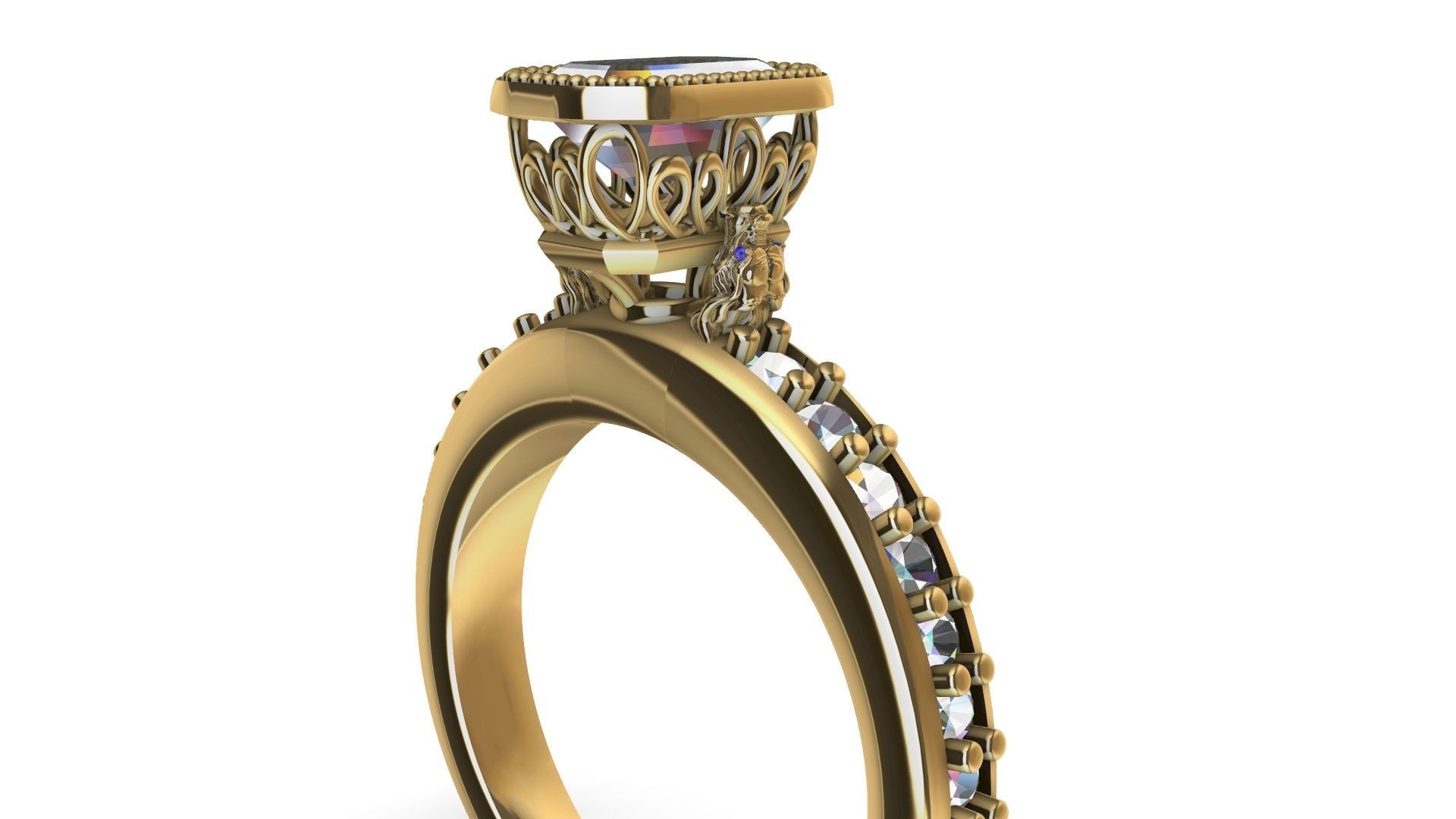TROPHY EMERALD RING STL VERIFIED 3D print model_9
