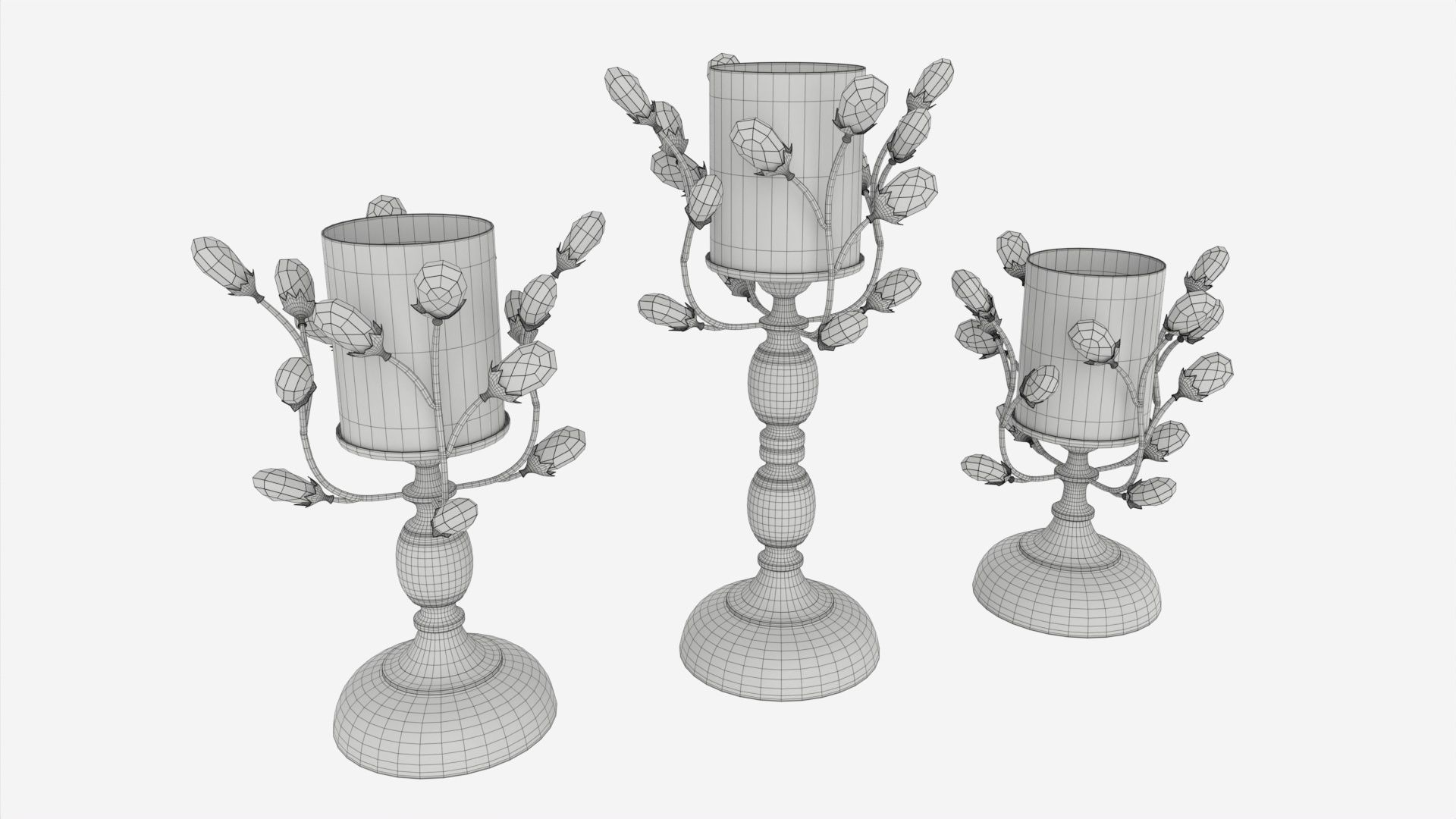 Golden Candle Holders 3D model_5