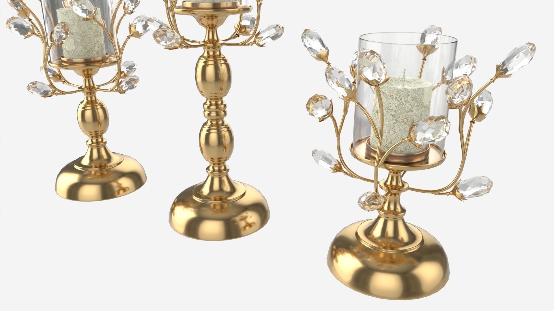 Golden Candle Holders 3D model_2