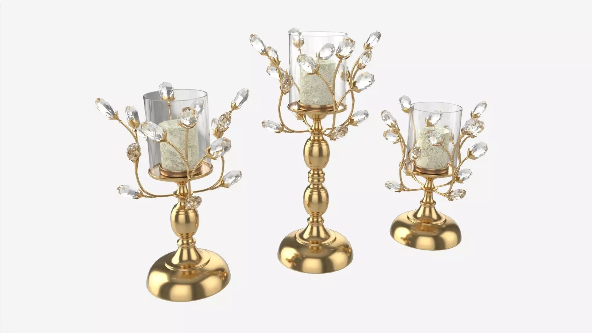 Golden Candle Holders 3D model_0