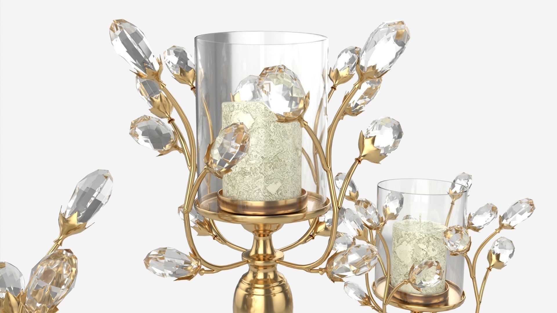 Golden Candle Holders 3D model_3