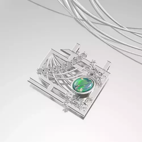 Nar24 sterling silver brooch with sapphires and diamonds