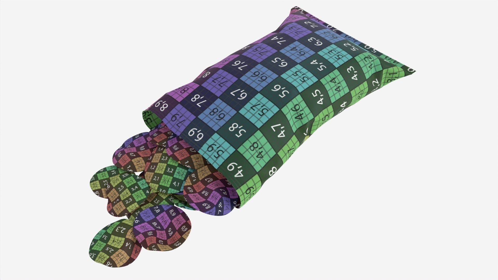 Potato chips package on ground opened with folds mockup 03 3D model_7