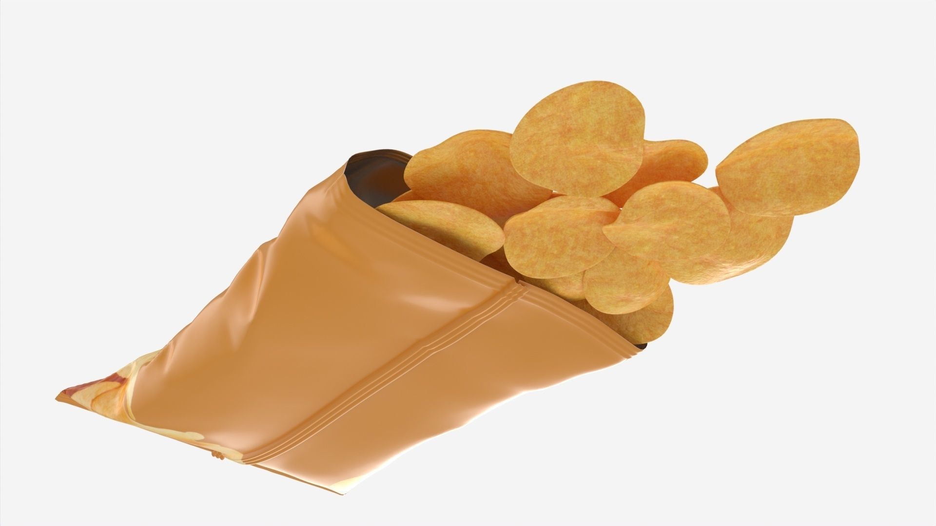 Potato chips package on ground opened with folds mockup 03 3D model_3