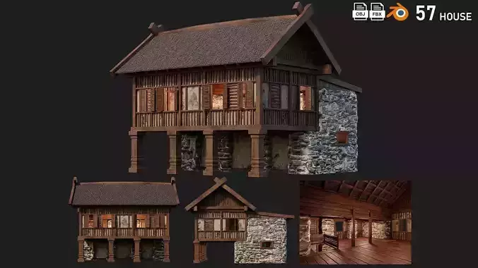 Old Medieval Building House 4K Textures GameReady 57