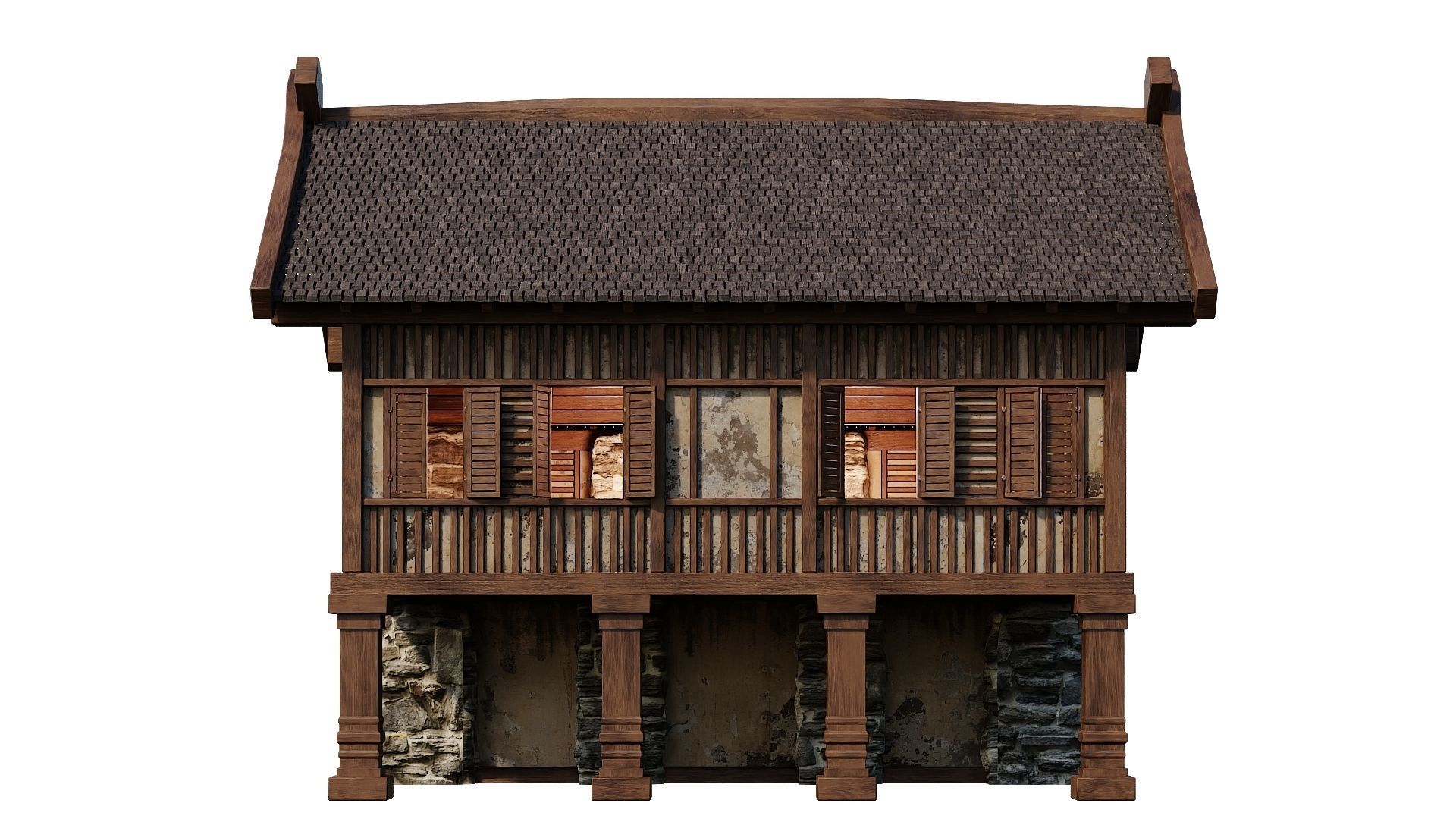 Old Medieval Building House 4K Textures GameReady 57 Low-poly 3D model_2