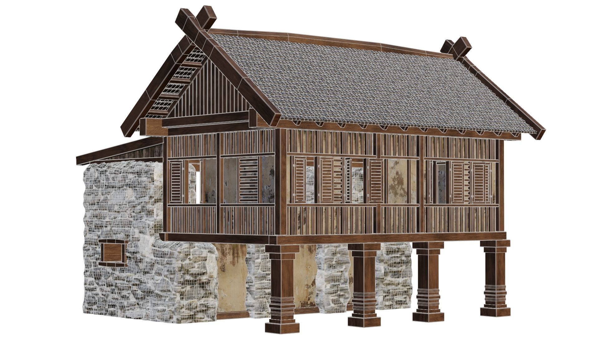 Old Medieval Building House 4K Textures GameReady 57 Low-poly 3D model_6