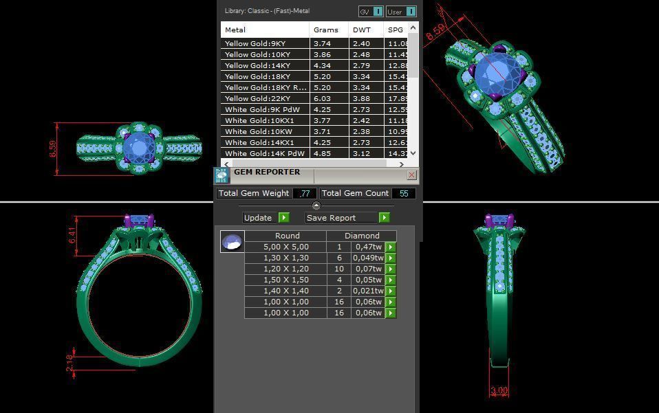 solitaire with ring sizes  8 part  S21 3D print model_12