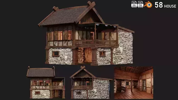 Old Medieval Building House 4K Textures GameReady 58