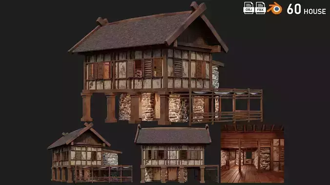 Old Medieval Building House 4K Textures GameReady 60