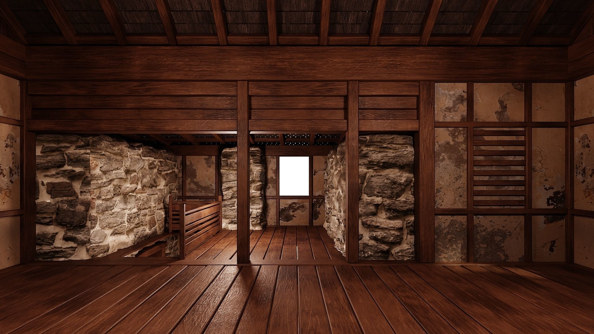 Old Medieval Building House 4K Textures GameReady 60 Low-poly 3D model_6