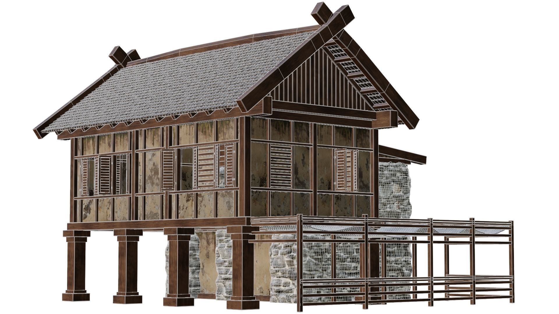 Old Medieval Building House 4K Textures GameReady 60 Low-poly 3D model_7