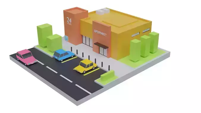 lowpoly shopping mall Free 3D model