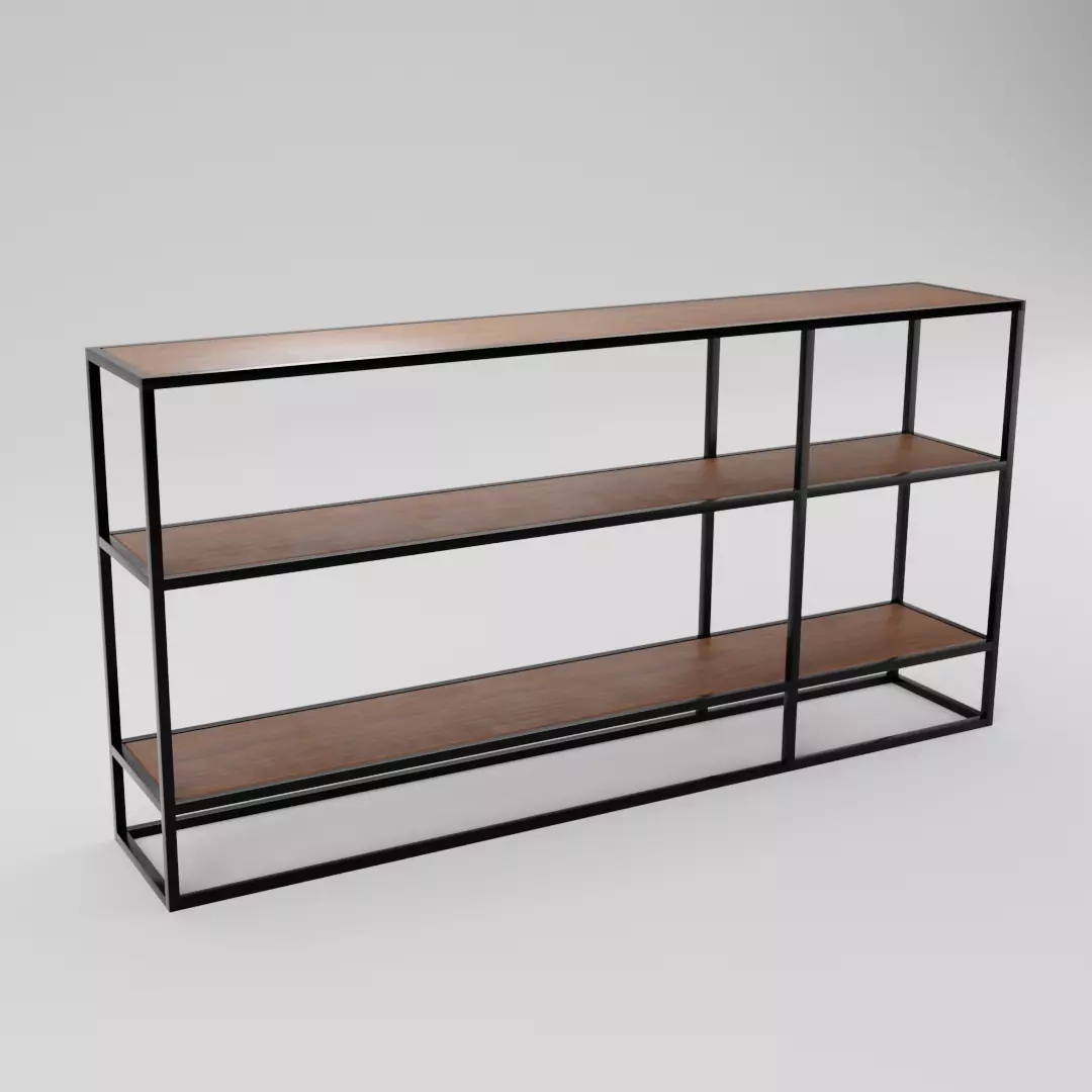 Wood Shelf with Black Metal Material CL102 3D model