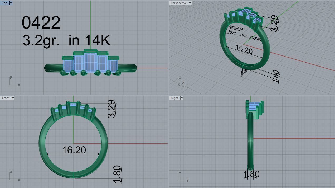 5 emerald stone ring 422 3D print model_4