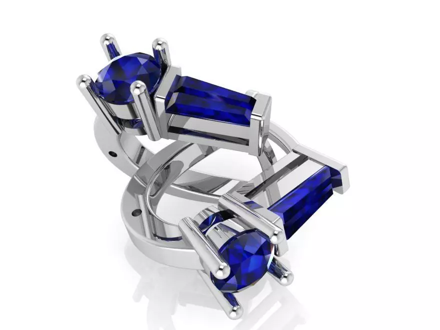 emerald and round stone earring 423 3D print model_0