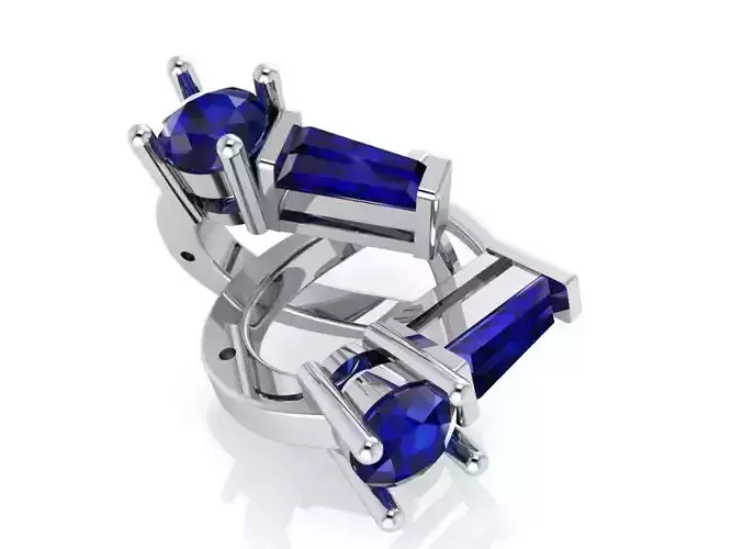 emerald and round stone earring 423