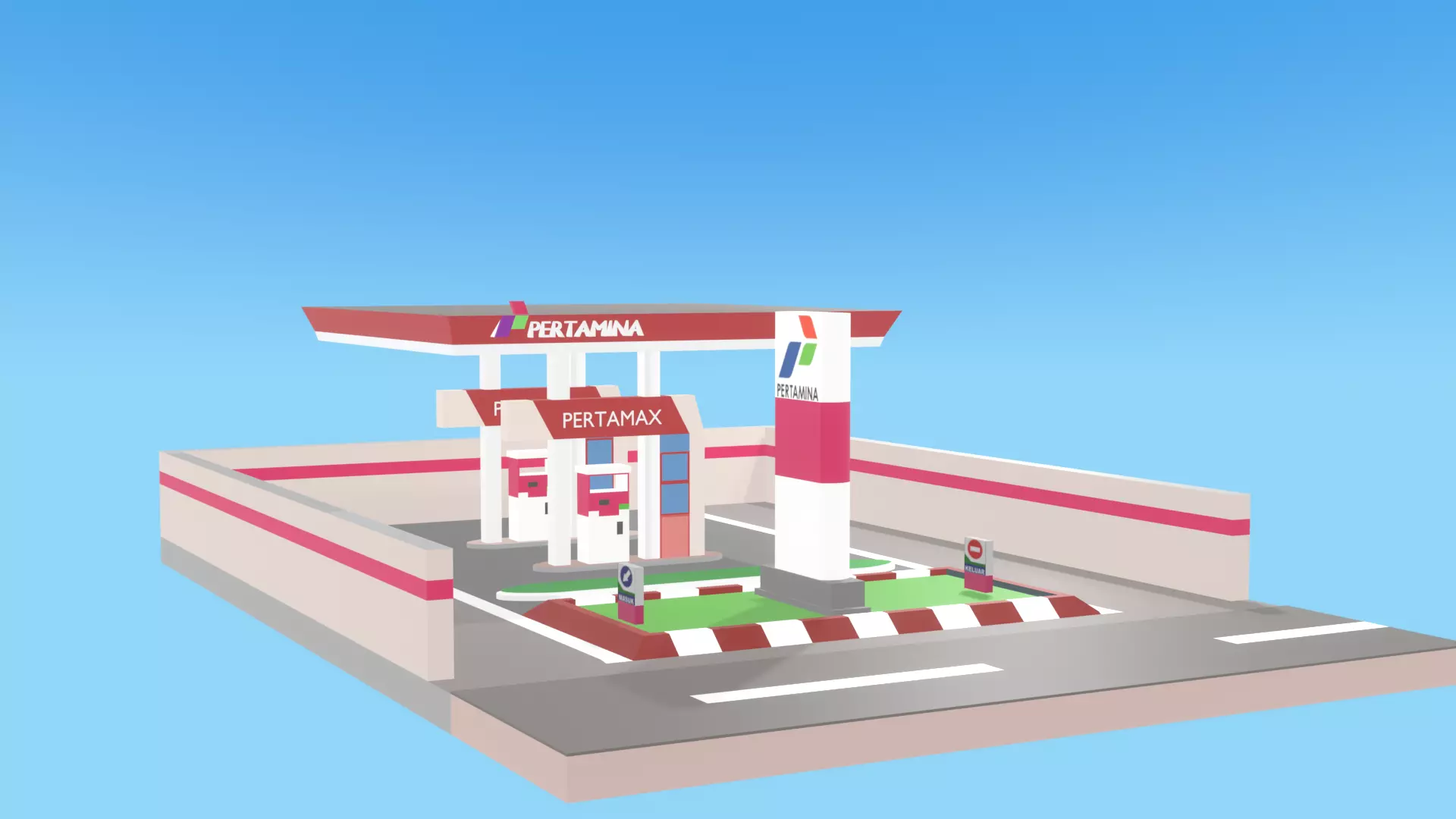 Pertamina Gas Station 3D model