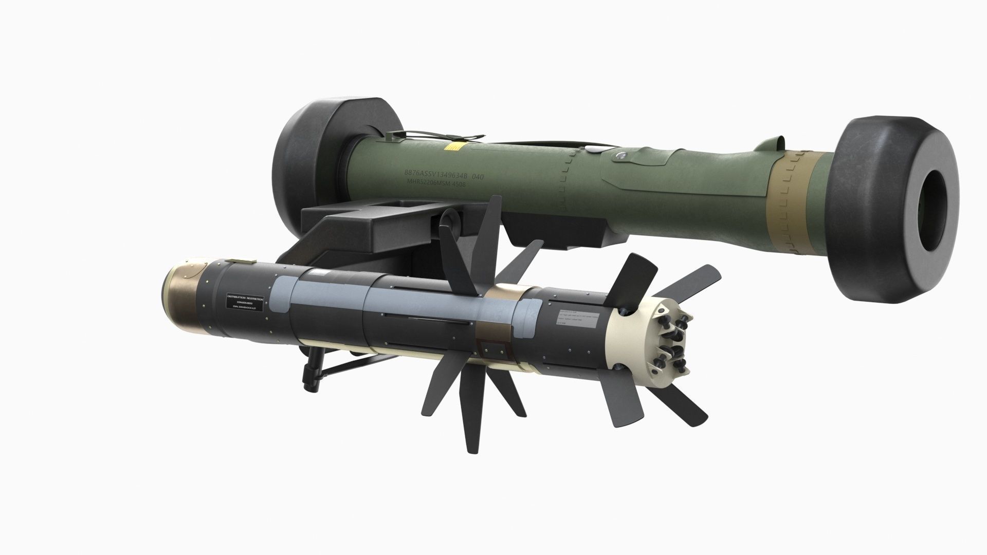 Javelin FGM-148 Anti-Tank Missile with Launcher 3D model_29