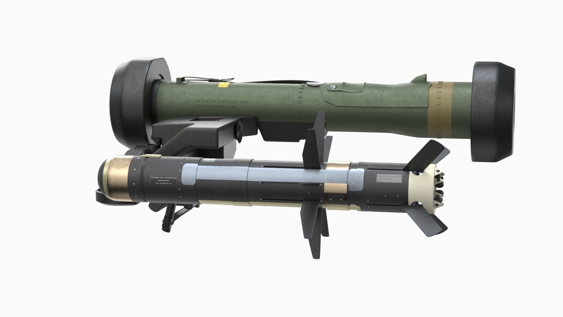 Javelin FGM-148 Anti-Tank Missile with Launcher 3D model_30