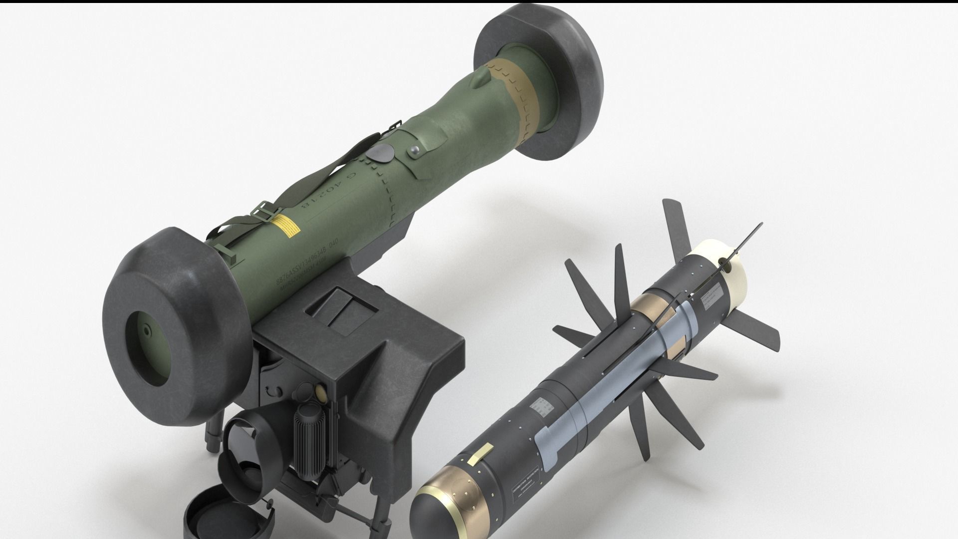 Javelin FGM-148 Anti-Tank Missile with Launcher 3D model_17