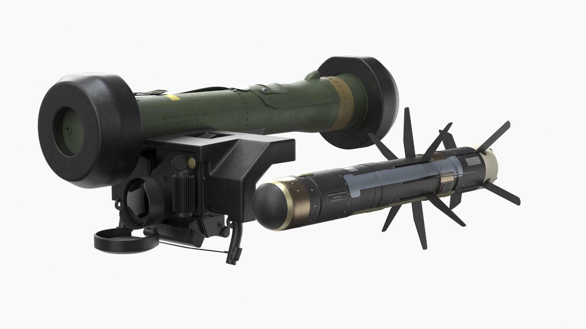 Javelin FGM-148 Anti-Tank Missile with Launcher 3D model_33