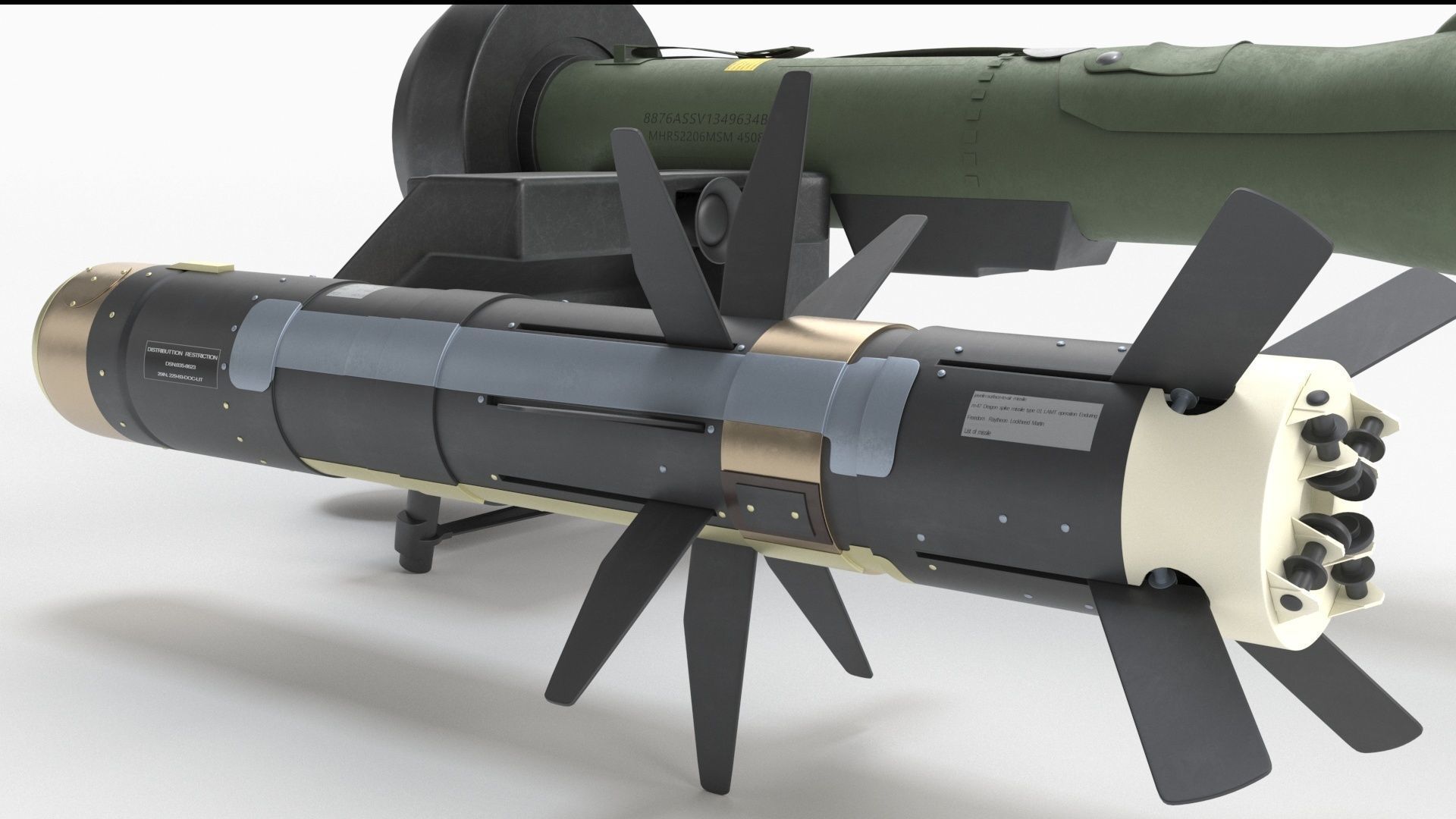Javelin FGM-148 Anti-Tank Missile with Launcher 3D model_14