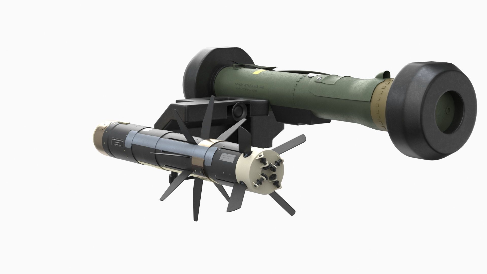 Javelin FGM-148 Anti-Tank Missile with Launcher 3D model_28