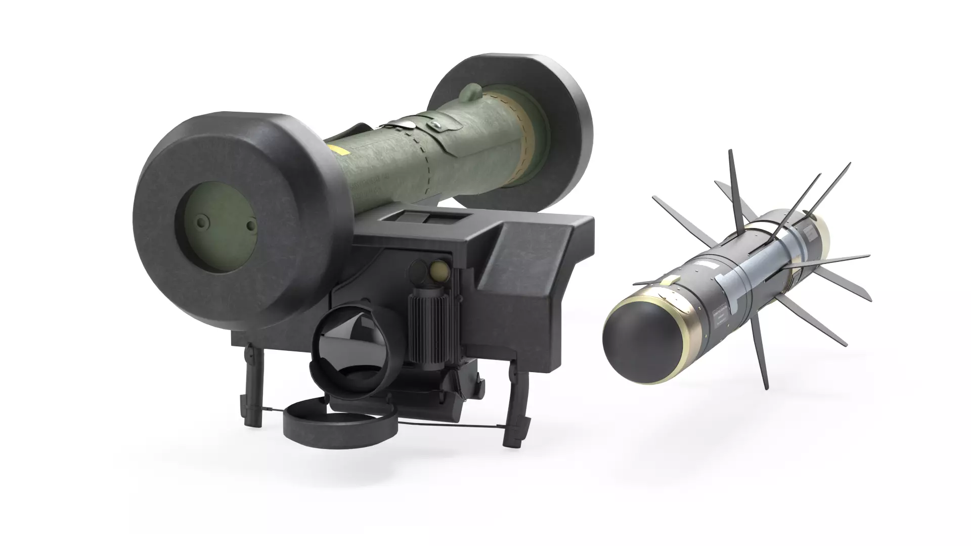 Javelin FGM-148 Anti-Tank Missile with Launcher 3D model_0