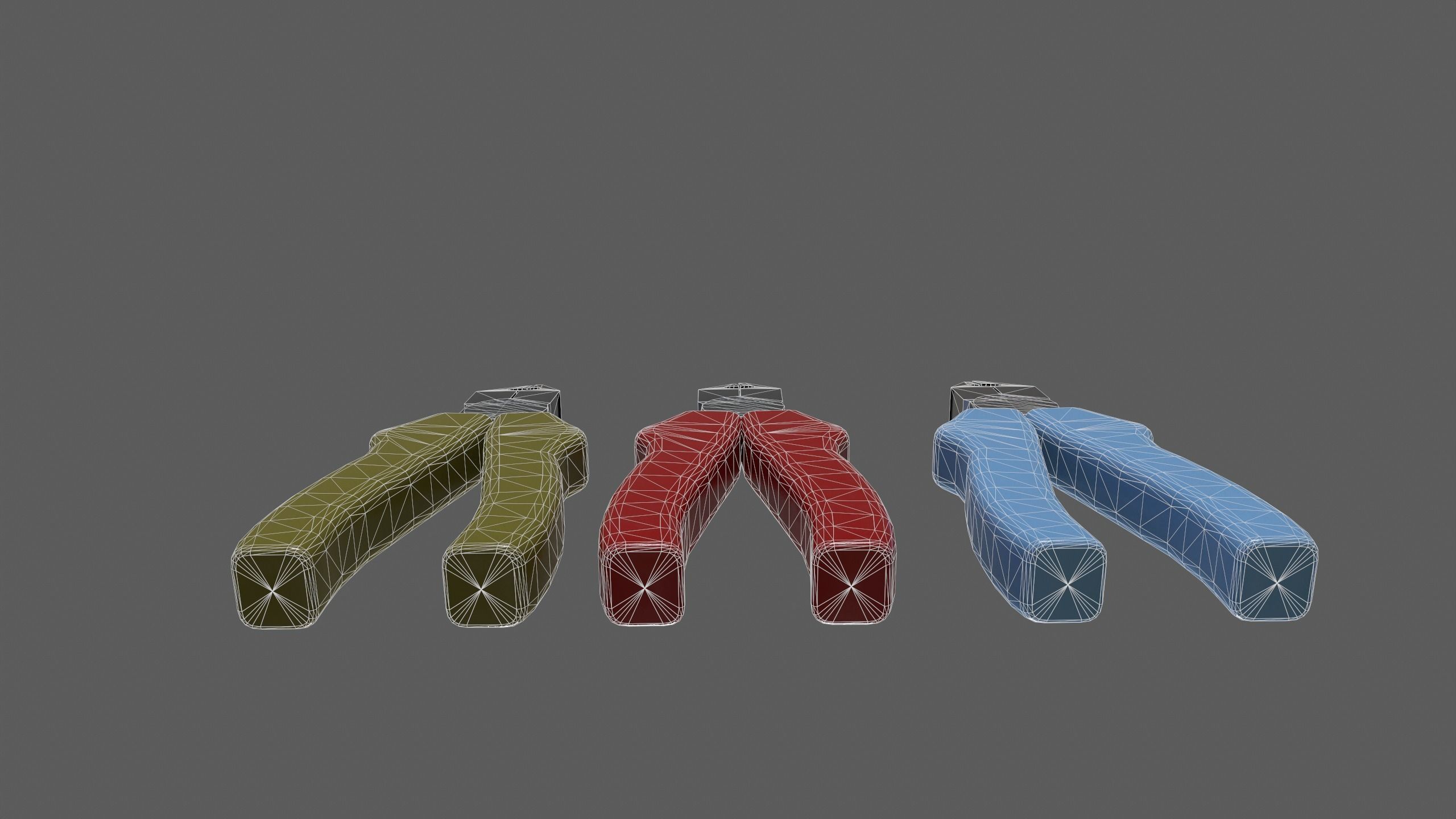 pliers three different colored Low-poly 3D model_4