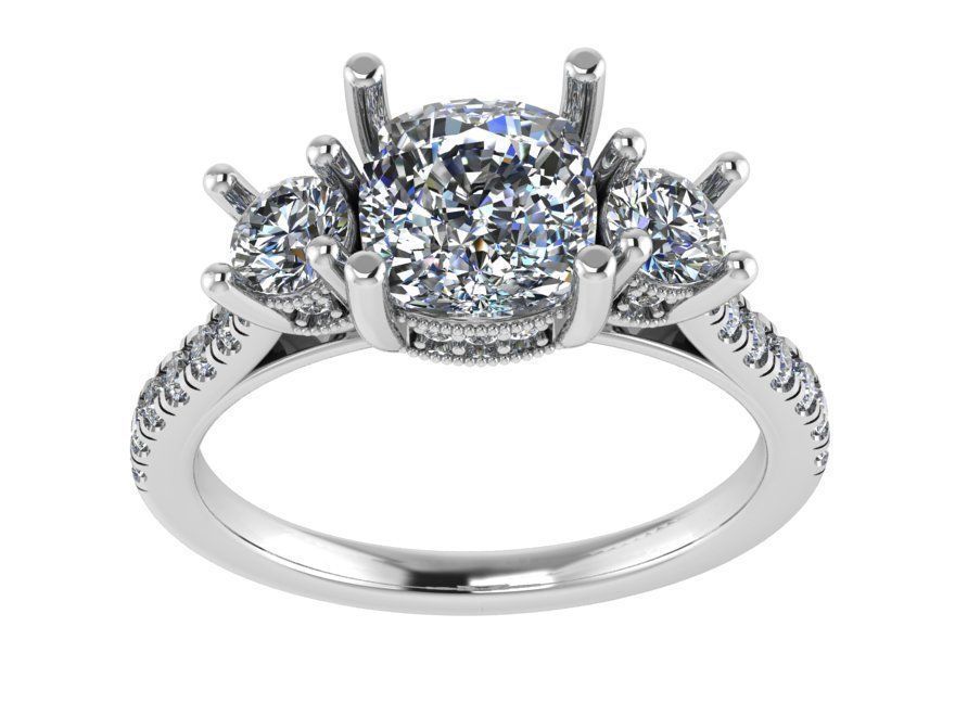 3 stone ring with diamonds 0069 3D print model_2